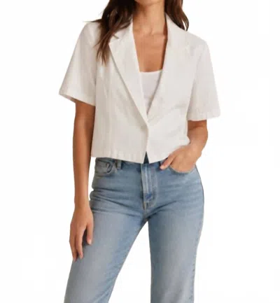 J. Society Twill Short Sleeve One Button Blazer In White