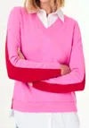 J. Society Two-tone V-neck Sweater In Pink In Pink