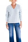 J. Society V-neck Cotton Sweater In Chambray In Blue