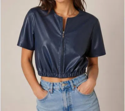 J. Society Vegan Short Sleeve Bomber Jacket In Navy In Blue