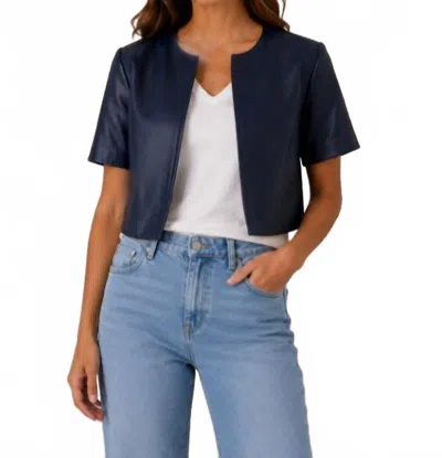 J. Society Vegan Short Sleeve Collarless Jacket In Navy In Blue