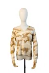 J. Society Women's Camo V Neck Sweater In Oat In Brown