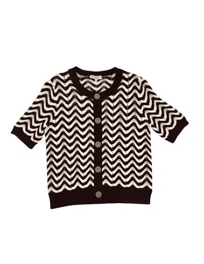 J. Society Women's Chevron Cardigan In Chocolate In Burgundy