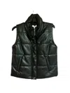 J. Society Women's Faux Leather Quilted Vest In Black In Black