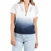 J. Society Women's Mesh Ombre Zip Cap Sleeve Sweater In Navy In Blue