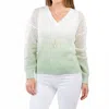 J. Society Women's Ombre Mesh V Neck Sweater In Sage In Green