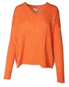 J. Society Women's Slub V Neck Sweater In Tangerine