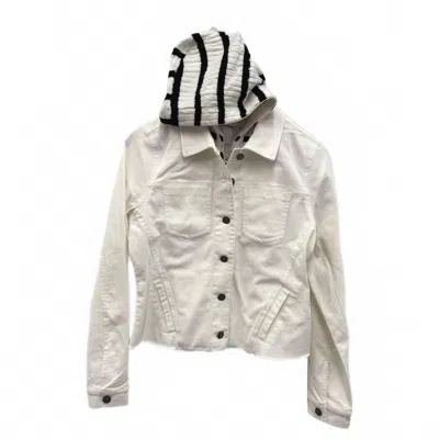 J. Society Women's Two-fer Jean Hooded Jacket In White/stripe In Multi