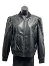 J. Society Women's Zip Up Faux Leather Bomber Jacket In Black In Black
