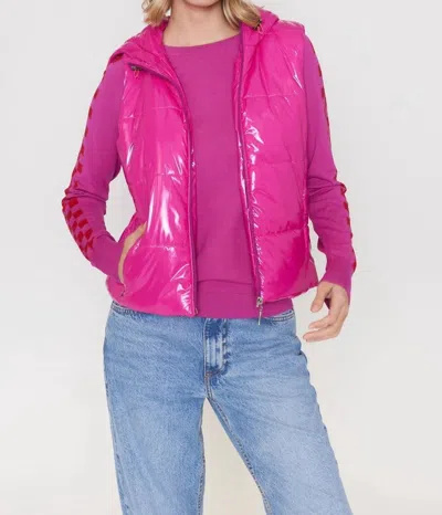 J. Society Zip Up Puffer Vest In Hot Pink