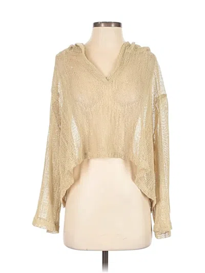 Pre-owned J Valdi Long Sleeve Blouse In Tan