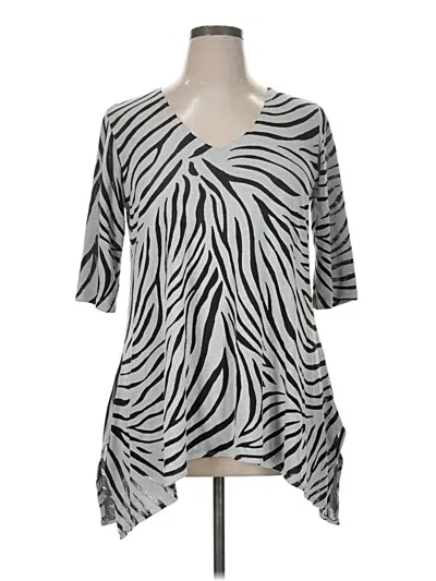 Pre-owned J Valdi Short Sleeve Blouse In Silver