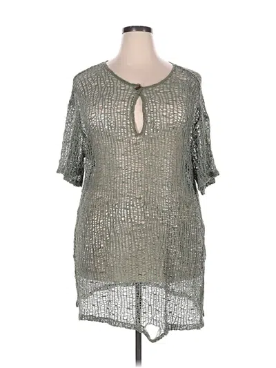 Pre-owned J Valdi Short Sleeve Blouse In Silver