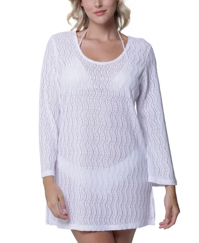 J Valdi Women's Bell-sleeve Cover-up Tunic In White