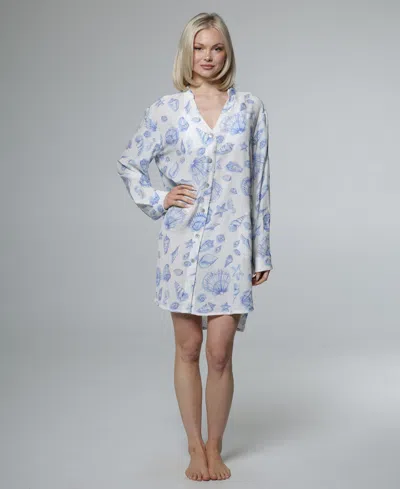 J Valdi Women's Big Shirt Button-front Long-sleeve Swim Cover-up In Multi