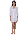 J Valdi Women's Button-down Swim Shirt In White