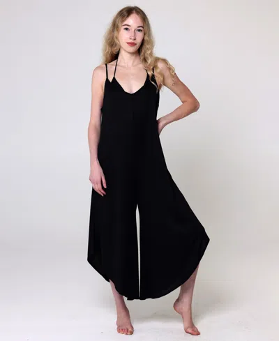 J Valdi Women's Flowy Scoop Neck Swim Jumper In Black