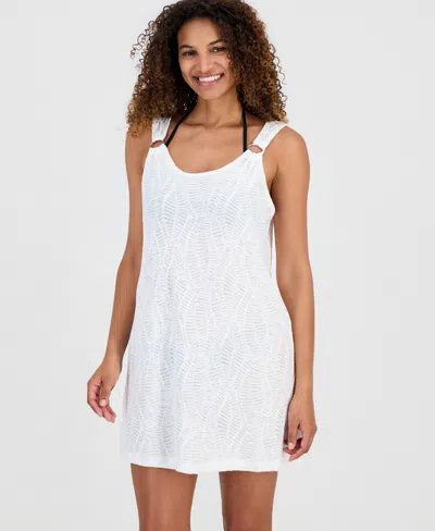 J Valdi Women's Ipanema Ring Tank Scoop Neck Swim Cover Up Dress In White