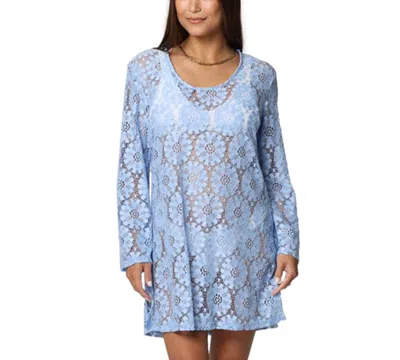 J Valdi Women's Lace Long-sleeve Cover-up Dress In Periwinkle