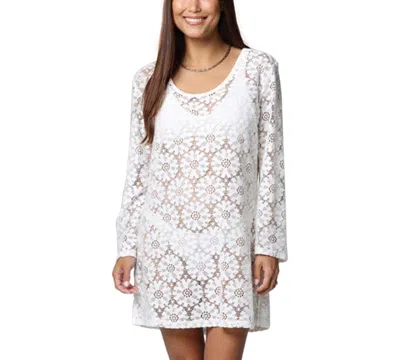 J Valdi Women's Lace Long-sleeve Cover-up Dress In White