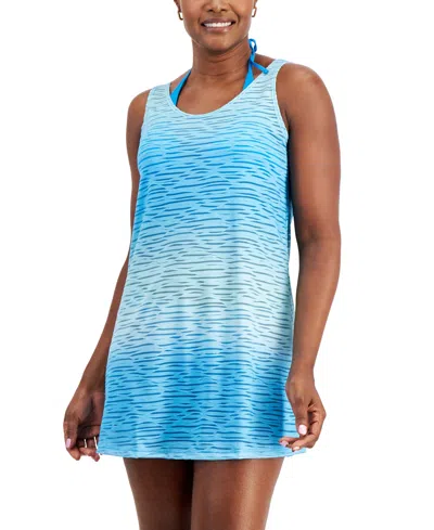 J Valdi Women's Lattice-back Dress Swim Cover-up In Blue Ombre