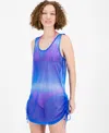 J Valdi Women's Side-tie Mesh Cover-up In Dark Blue Ombre