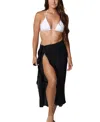 J Valdi Women's Solid Ruffled Long Side-tie Sarong Cover-up In Black