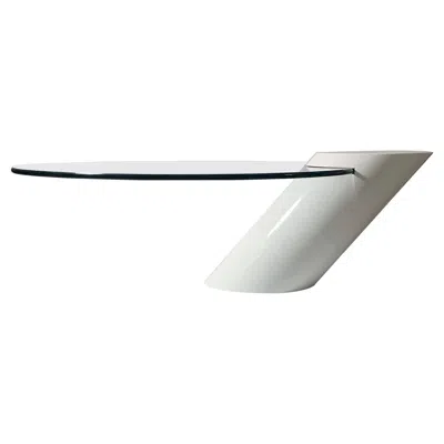 Pre-owned J. Wade Beam Cantilevered Glass White " Zephyr" Cocktail Table For Brueton / Baughman