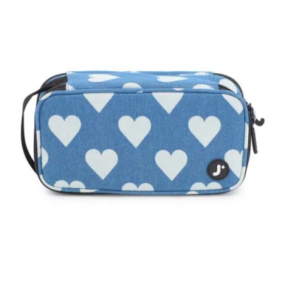 J World Doodle Pencil Case With Handle Strap In Denim Heart