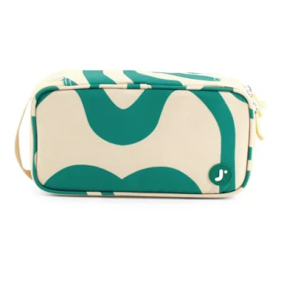 J World Doodle Pencil Case With Handle Strap In Green Swirl