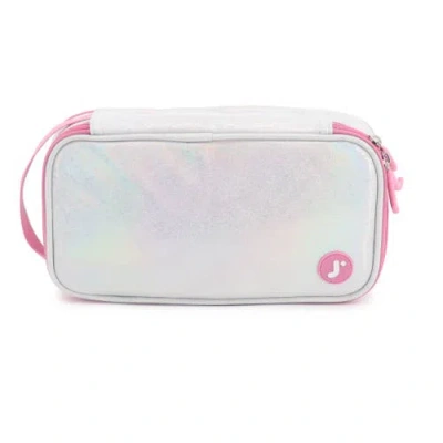 J World Doodle Pencil Case With Handle Strap In Metallic Silver