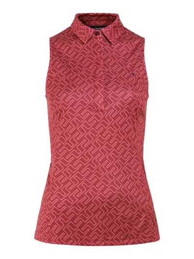 J. Lindeberg Dena Print Sleeveless Top In Hot Pink Bridge Monogram