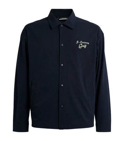 J. Lindeberg Logo-embellished Shirt Jacket In Navy