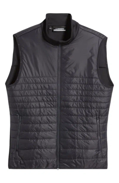 J. Lindeberg Martino Quilted Hybrid Water Repellent Insulated Vest In Black