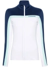 J. LINDEBERG WHITE AND BLUE JANICE MID-LAYER TRACK JACKET