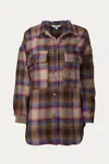 J.nna Checked Wool-blend Shacket In Dark Brown In Brown