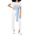 J2 Fashion Contrast Striped Corset Top In White In White