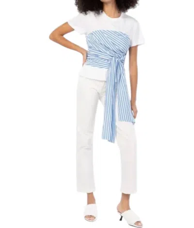 J2 Fashion Contrast Striped Corset Top In White