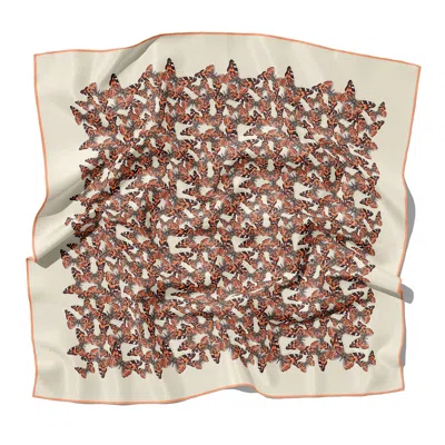 J6r6 Neutrals / Brown "painted Lady" Square Silk Butterfly Scarf - Beige, Brown, & Orange