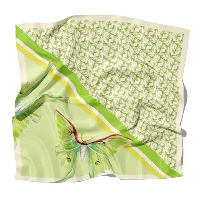 J6r6 Women's Green "luna Stripe" Small Square Silk Moth Scarf