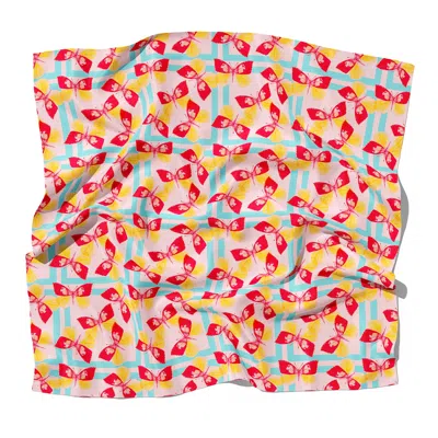 J6r6 Women's Pink / Purple / Yellow "cali Grid" Large Silk Square Butterfly Scarf - Pink, Red, Yellow, & In Pink/purple/yellow