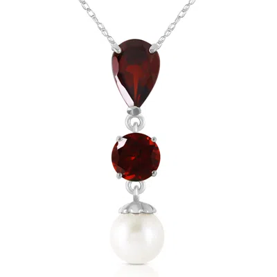 Pre-owned Ja Diamonds Genuine Garnet Gemstones & Cultured Pearl Pendant Necklace Set In 14k Solid Gold In Red