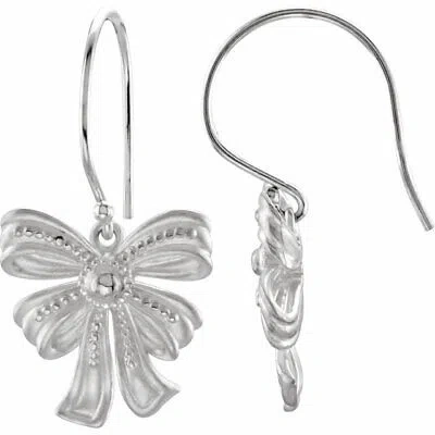 Pre-owned Ja Diamonds Vintage-style Bow Design Earrings In 14k White Gold