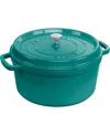 J.a. Henckels Staub Cast Iron 7 Quart Round Cocotte In Turquoise