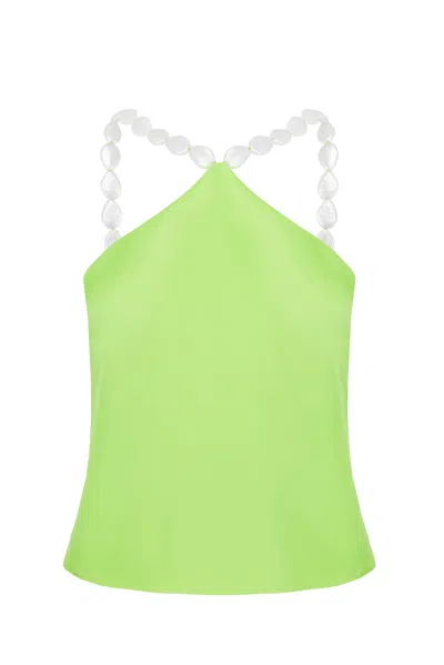 Jaaf Women's Embellished Halter Top In Lime Green