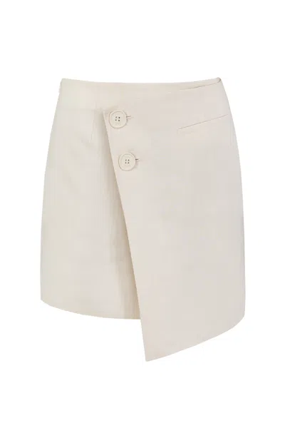Jaaf Asymmetric Mini Skirt In Sandy Beige