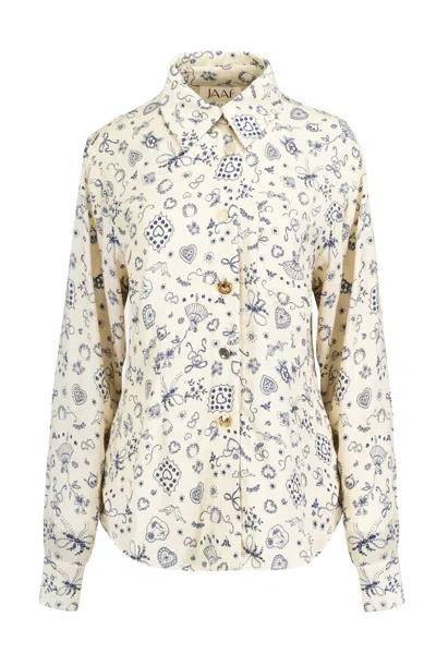 Jaaf Women's Neutrals Button Down Shirt In Ballerina Butter Print In Blue/white