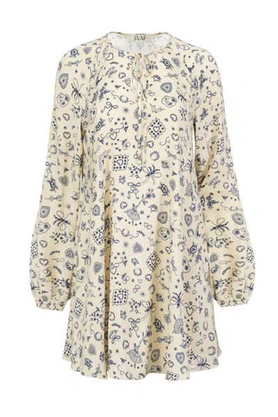 Jaaf Women's Neutrals Mini Dress In Ballerina Butter Print In Blue/white