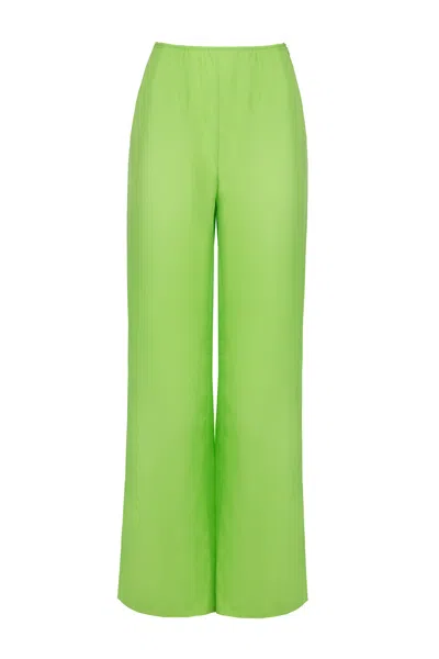Jaaf Women's Pants With Side Slits In Lime Green