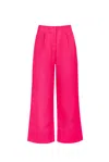 Jaaf Women's Pink / Purple Linen-blend Cropped Pants In Hot Pink In Pink/purple